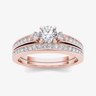 1 CT.T.W. Natural Diamond 14K Rose Gold Bridal Set