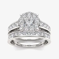 1 1/2 CT.T.W. Natural Diamond 10K White Gold Bridal Set