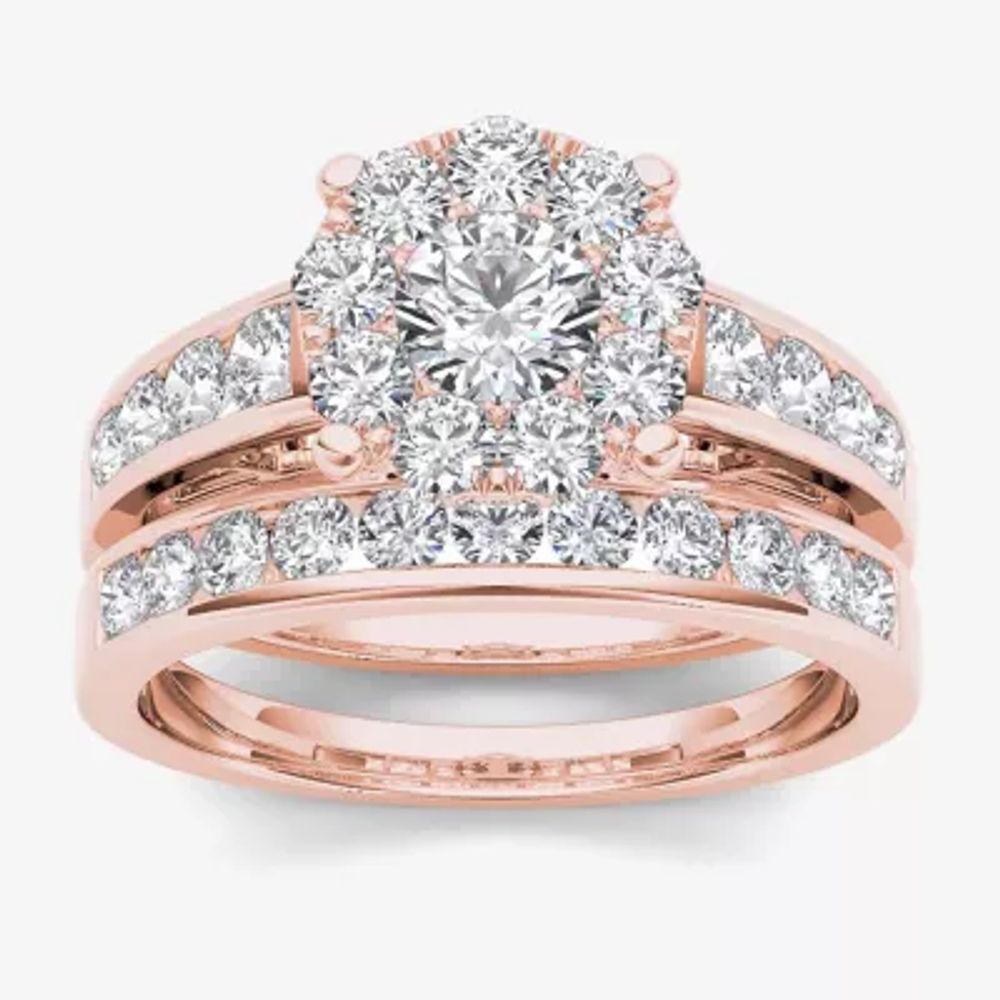 1 1/2 CT.T.W. Natural Diamond 10K Rose Gold Bridal Set