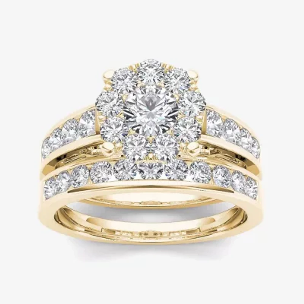 1 1/2 CT.T.W. Natural Diamond 10K Yellow Gold Bridal Set