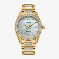 Citizen Womens Crystal Accent Gold Tone Stainless Steel Bracelet Watch Em1022-51d