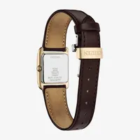 Citizen Bianca Womens Gold Tone Leather Strap Watch Ew5593-13x