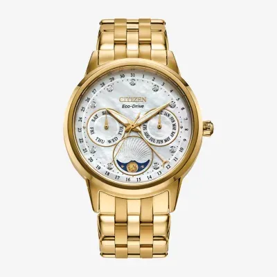 Citizen Calendrier Womens Gold Tone Stainless Steel Bracelet Watch Fd0002-57d