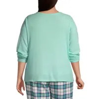 Sleep Chic Womens Plus Long Sleeve Waffle Pajama Top