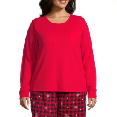 Sleep Chic Womens Plus Long Sleeve Waffle Pajama Top