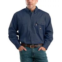 Berne Flame Resistant Mens Moisture Wicking Regular Fit Long Sleeve Button-Down Shirt