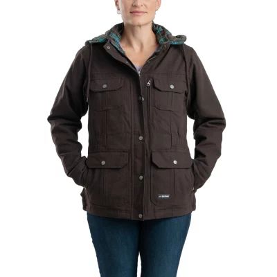 Berne Tall Softstone Quilted Barn Plus Womens Hooded Midweight Work Jacket