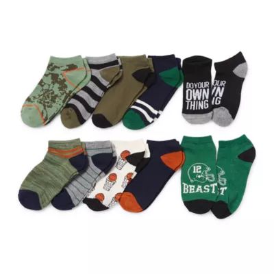 Thereabouts Little & Big Boys 10 Pair Low Cut Socks
