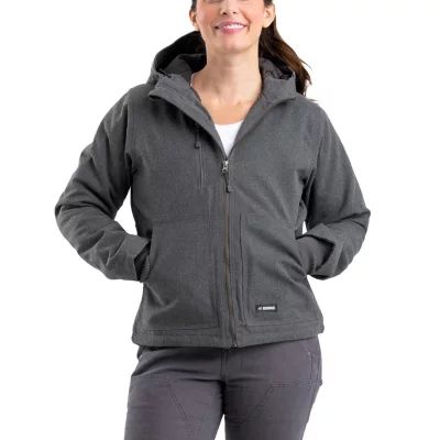 Berne Softstone Modern Heathered Plus Tall Womens Hooded Midweight Work Jacket