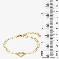 Paris 1901 By Charles Garnier 18K Gold Over Silver 6 3/4 Inch Solid Paperclip Heart Link Bracelet