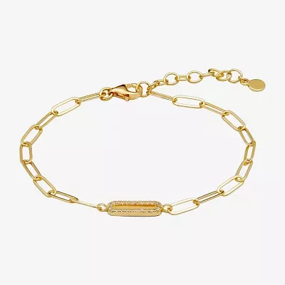 Paris 1901 By Charles Garnier 18K Gold Over Silver 6 3/4 Inch Solid Paperclip Link Bracelet