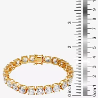 Cubic Zirconia 14K Gold Over Silver Round 7.5-7.75" Tennis Bracelet