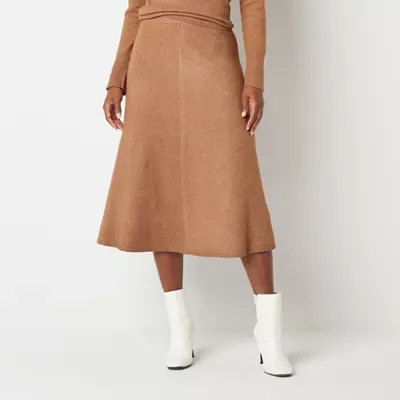 Worthington Womens Mid Rise Midi A-Line Skirt