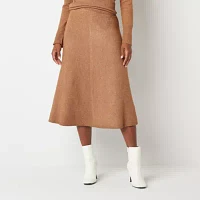 Worthington Womens Mid Rise Midi A-Line Skirt