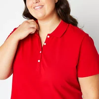 St. John's Bay Plus Womens Short Sleeve Polo Shirt