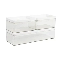 Martha Stewart 3 Pack Clear Bins With White PET Lids