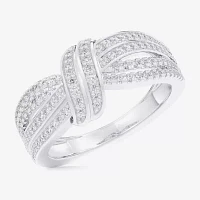 (G-H / Si1-Si2) Womens 3/8 CT. T.W. Lab Grown White Diamond 10K Gold Bypass  Cocktail Ring