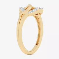 (G-H / Si1-Si2) Womens 1/8 CT. T.W. Lab Grown White Diamond 10K Gold Heart Bypass  Cocktail Ring