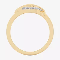 (G-H / Si1-Si2) Womens 1/8 CT. T.W. Lab Grown White Diamond 10K Gold Heart Bypass  Cocktail Ring