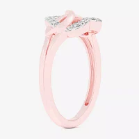 (G-H / Si1-Si2) Womens 1/8 CT. T.W. Lab Grown White Diamond 10K Rose Gold Heart Bypass  Cocktail Ring