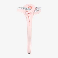 (G-H / Si1-Si2) Womens 1/8 CT. T.W. Lab Grown White Diamond 10K Rose Gold Heart Bypass  Cocktail Ring