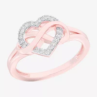 (G-H / Si1-Si2) Womens 1/8 CT. T.W. Lab Grown White Diamond 10K Rose Gold Heart Bypass  Cocktail Ring