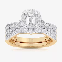 G-H / Si1-Si2) Womens / CT. T.W. Lab Grown White Diamond 10K Gold Side Stone Halo Bridal Set