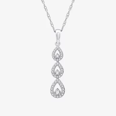 Womens 1/4 CT. T.W. Lab Grown White Diamond Sterling Silver Pear Pendant Necklaces