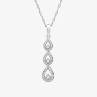 Womens 1/4 CT. T.W. Lab Grown White Diamond Sterling Silver Pear Pendant Necklace