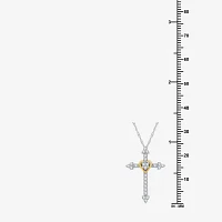 Womens 1/ CT. T.W. Lab Grown White Diamond 14K Gold Over Silver Sterling Silver Cross Pendant Necklace