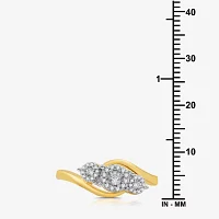 Womens 1/4 CT. T.W. Lab Grown White Diamond 14K Gold Over Silver Sterling 3-Stone Cocktail Ring