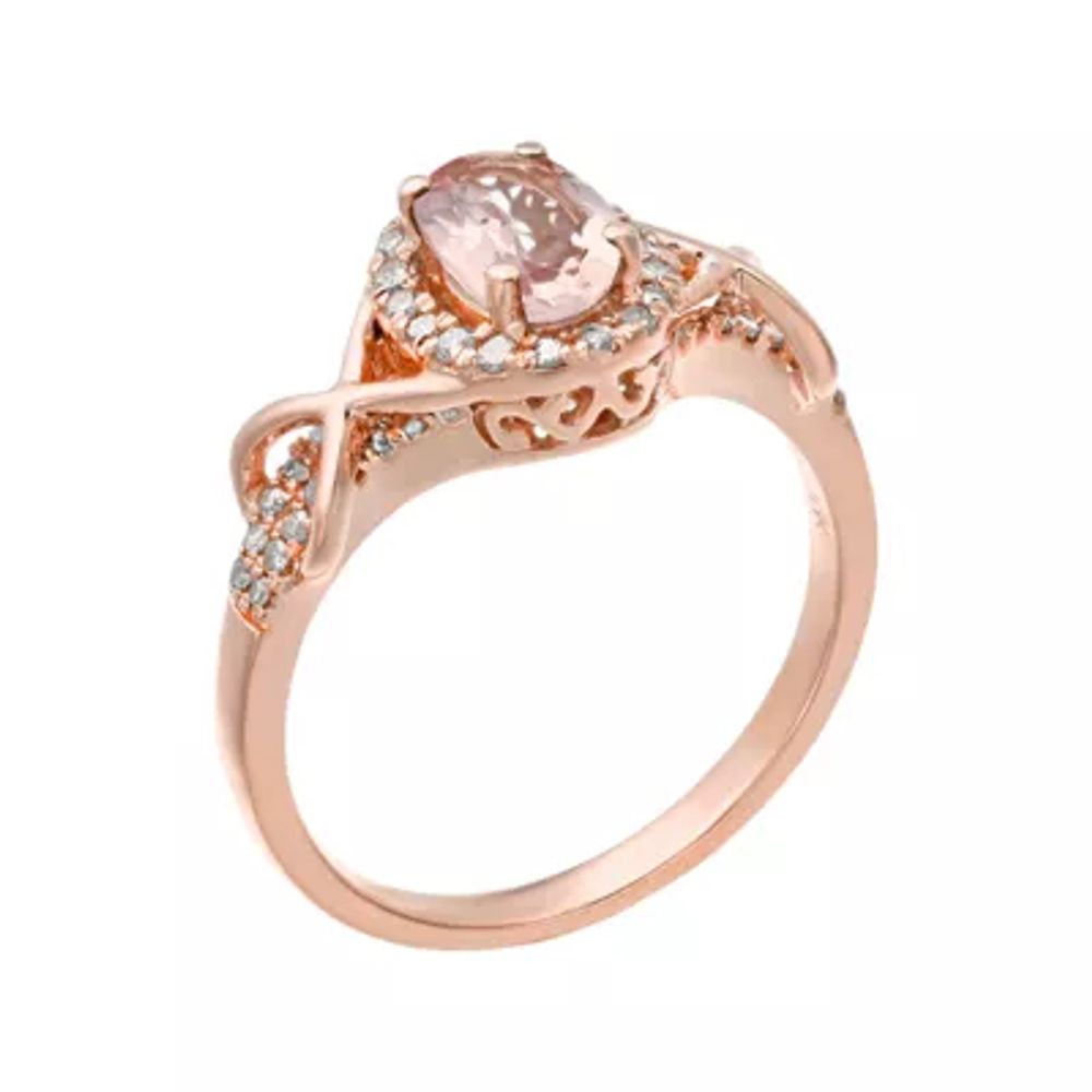 1/4 CT. T.W. Diamond and Genuine Morganite 10K Rose Gold Ring