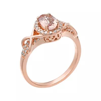 1/4 CT. T.W. Diamond and Genuine Morganite 10K Rose Gold Ring