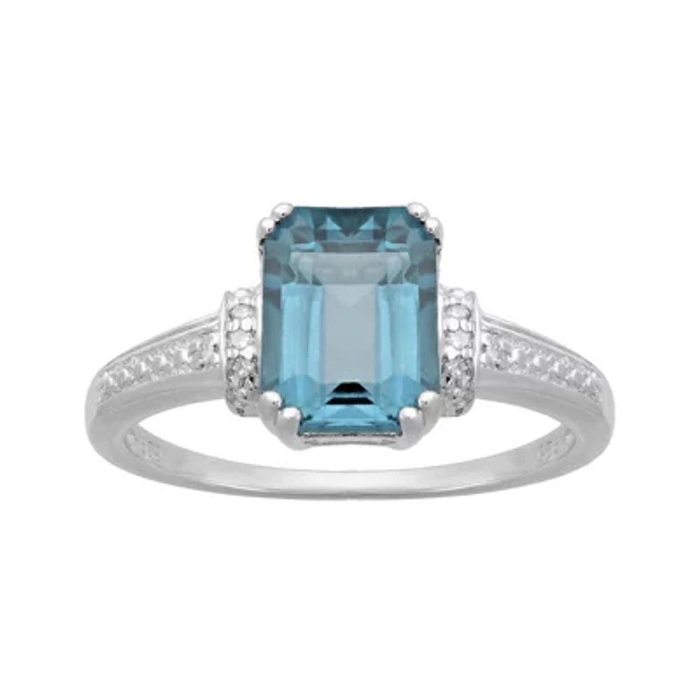 Genuine Topaz and Diamond-Accent 10K White Gold Ring