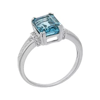 Genuine Topaz and Diamond-Accent 10K White Gold Ring