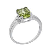 Genuine Peridot and Diamond-Accent 10K White Gold Ring