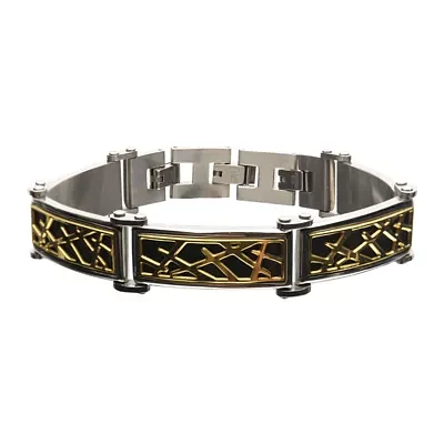 Mens Tri-Tone Stainless Steel Crown of Thorns Bracelet