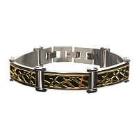 Mens Tri-Tone Stainless Steel Crown of Thorns Bracelet