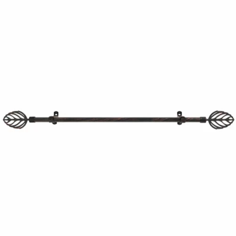 Metallo ¾in Adjustable Curtain Rod with Leaf Finial