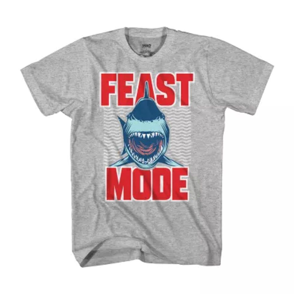Little & Big Boys Shark "Feast Mode" Crew Neck Short Sleeve Graphic T-Shirt