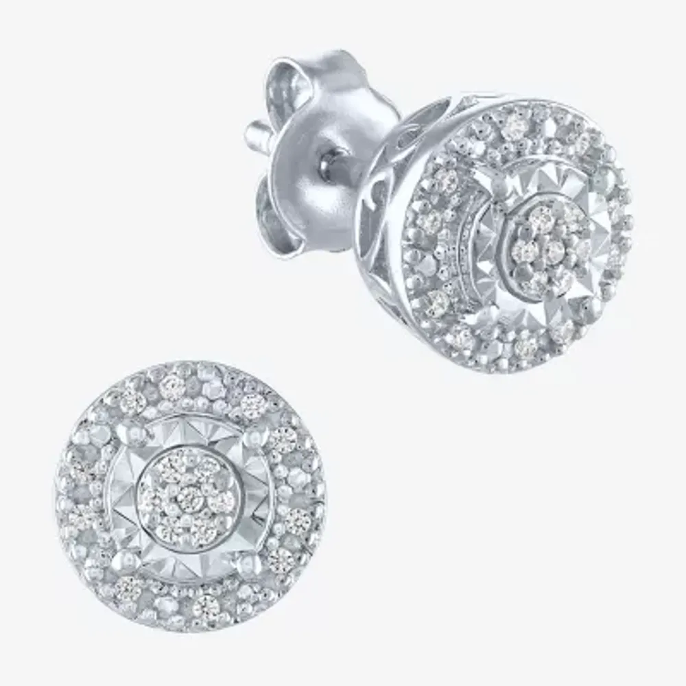 Yes, Please! 1/10 CT. T.W. Natural Diamond Sterling Silver 8.2mm Stud Earrings