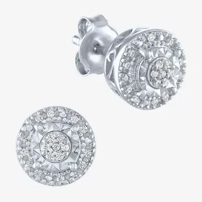 Yes, Please! 1/10 CT. T.W. Natural Diamond Sterling Silver 8.2mm Stud Earrings