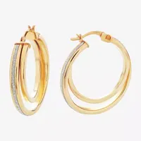 18K Gold Over Silver 30mm Glitter Hoop Earrings