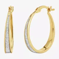 GOLD PLATED STERLING SILVER 21MM GLITTER HOOP EARRINGS