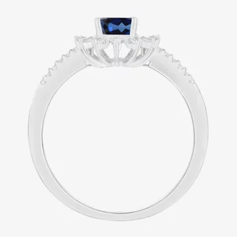 Womens 1/5 CT. T.W. Genuine Blue Sapphire 10K White Gold Pear Cocktail Ring