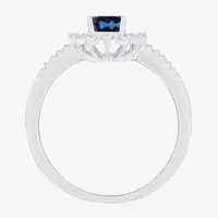 Womens 1/5 CT. T.W. Genuine Blue Sapphire 10K White Gold Pear Cocktail Ring