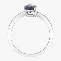 Womens 1/ CT. T.W. Genuine Blue Sapphire 10K White Gold Oval Cocktail Ring