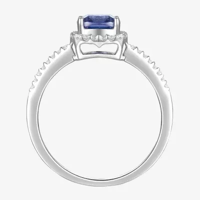 Womens 1/6 CT. T.W. Diamond & Genuine Blue Tanzanite 10K White Gold Cushion Cocktail Ring