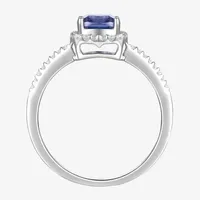 Womens 1/6 CT. T.W. Diamond & Genuine Blue Tanzanite 10K White Gold Cushion Cocktail Ring