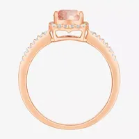 Womens 1/6 CT. T.W. Diamond & Genuine Pink Morganite 10K Rose Gold Cushion Cocktail Ring